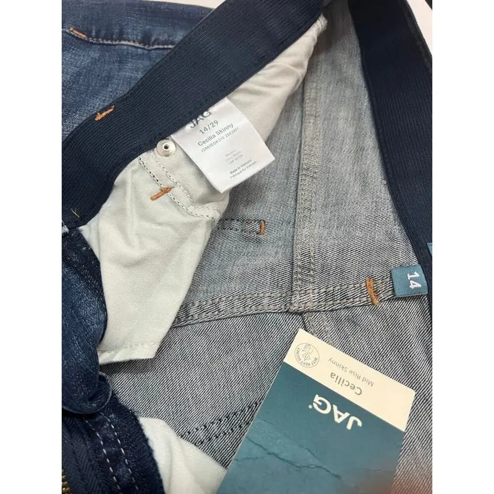 NWT! Jag Jeans Women's‎ Cecilia Mid Rise Skinny Jeans BLUE 14